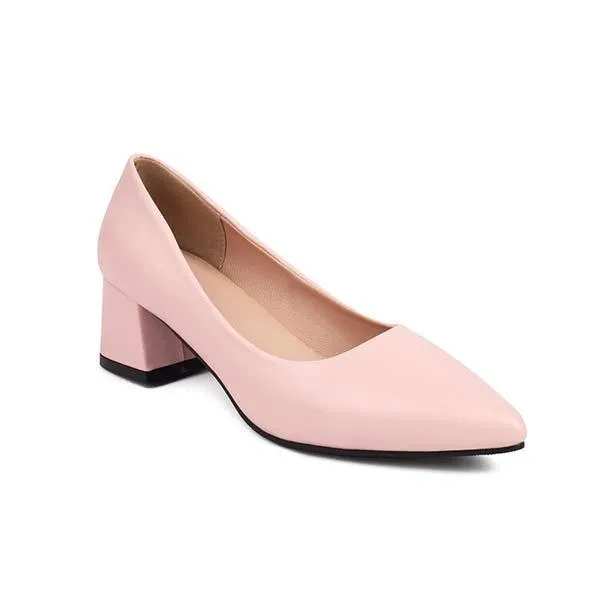 Women's Pointed-Toe Block Heel Pumps with Shallow Mouth 60065311C