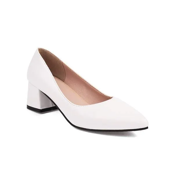Women's Pointed-Toe Block Heel Pumps with Shallow Mouth 60065311C